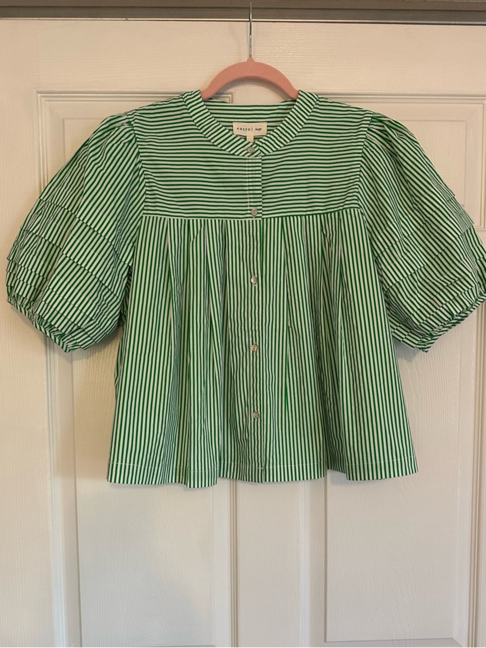 Entro Green & White Top - NWT - L - Picture 2 of 7